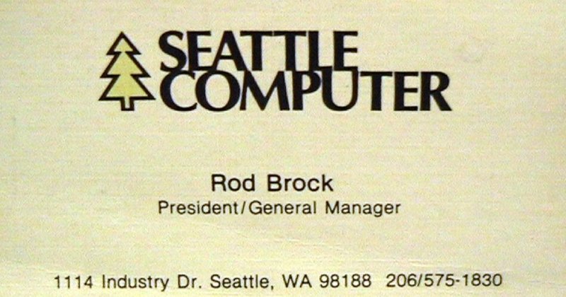 Визитная карточка сотрудника  Seattle Computer Products Рода Брока