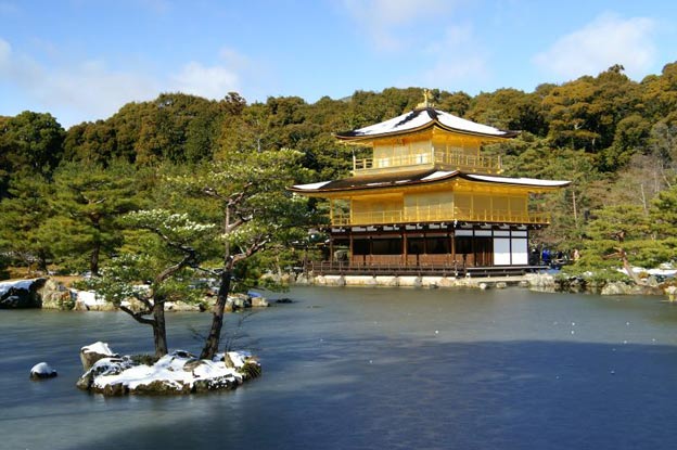 Киото ботанический сад японский сад пагода храм зима