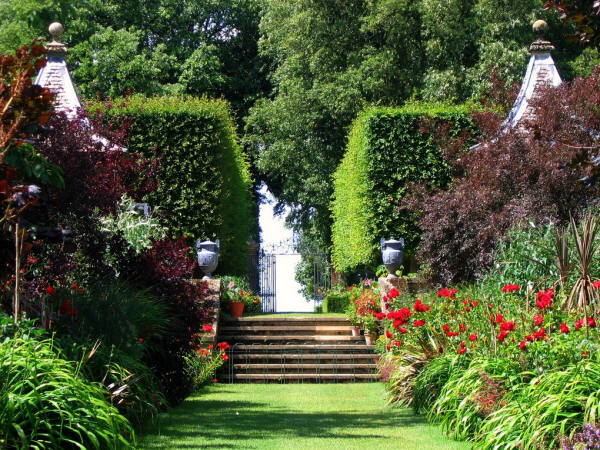 The Famous Red Border at Hidcote in the Cotswolds